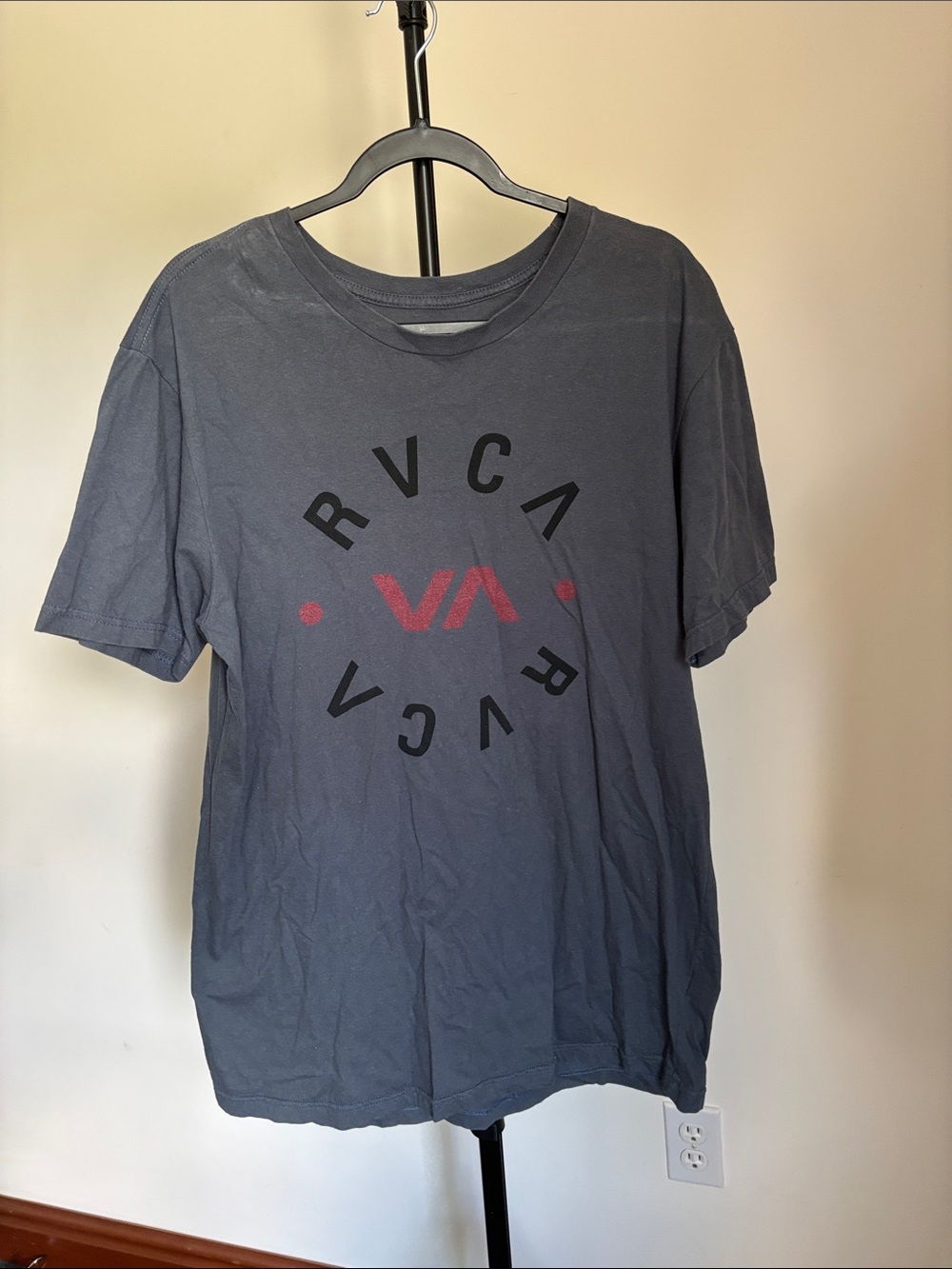 RVCA Charcoal Tee with Red VA Logo